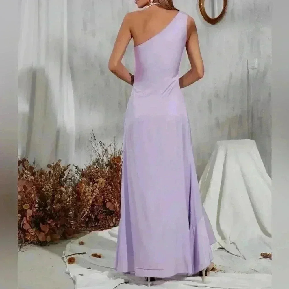 SHEIN Belle One Shoulder Twist Asymmetric Ruffle Hem Dress purple size M - Picture 7 of 12